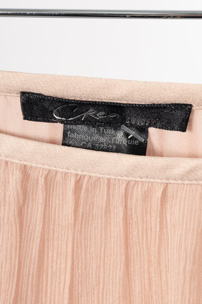 Crea Concept Pink Silk Crepe Bubble-Hem Midi Skirt