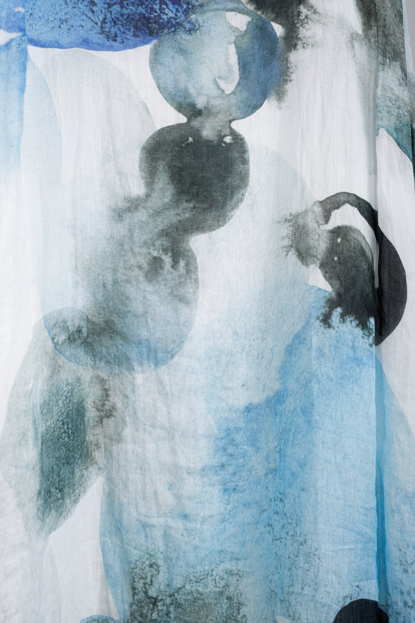Crea Concept SS/18 Blues Watercolour Abstract Ramie Dress with Jersey Slip