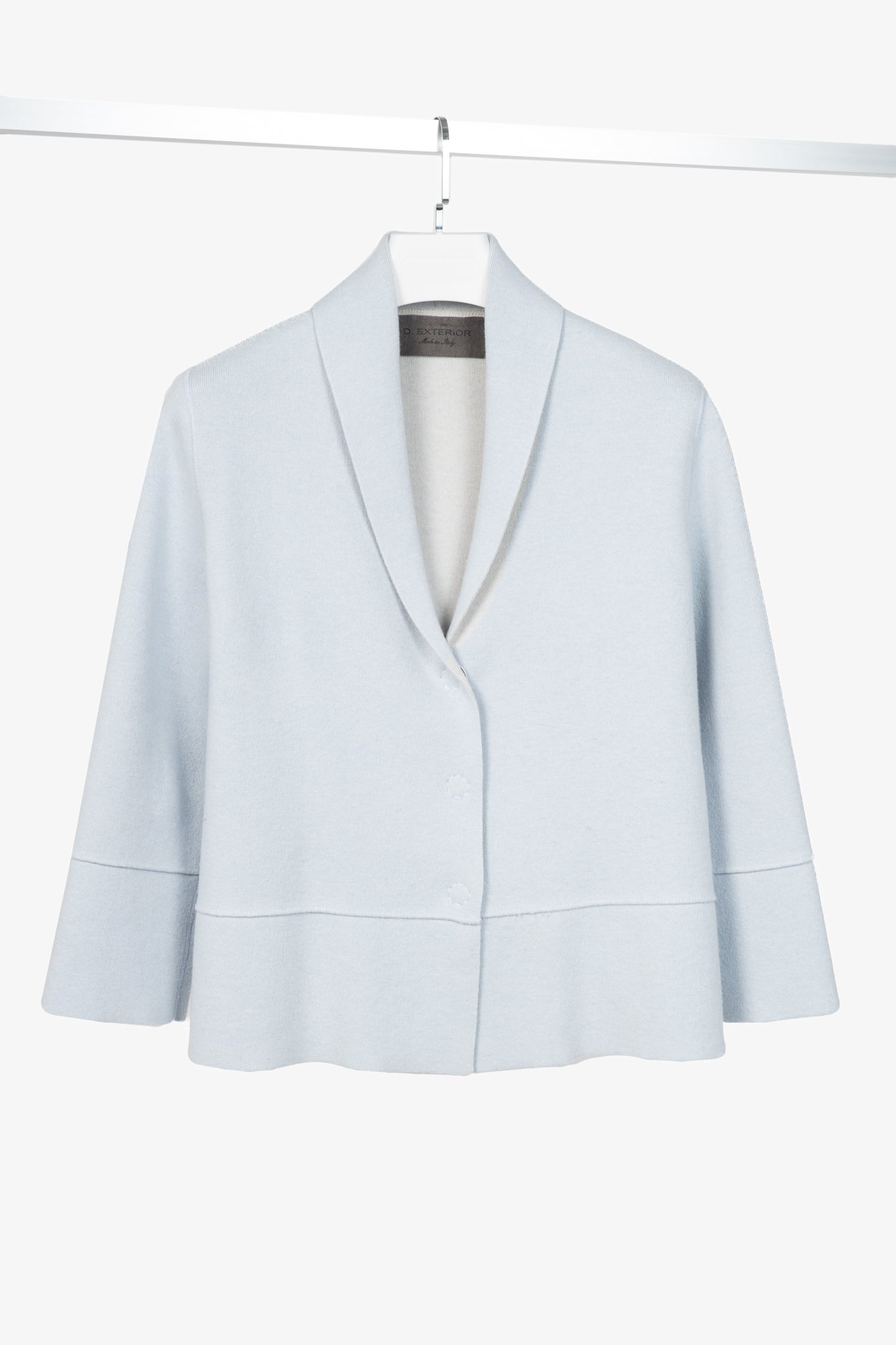 D. Exterior Blue Cashmere-Blend Knit Cardigan Blazer