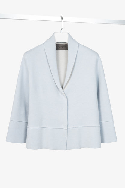 D. Exterior Blue Cashmere-Blend Knit Cardigan Blazer