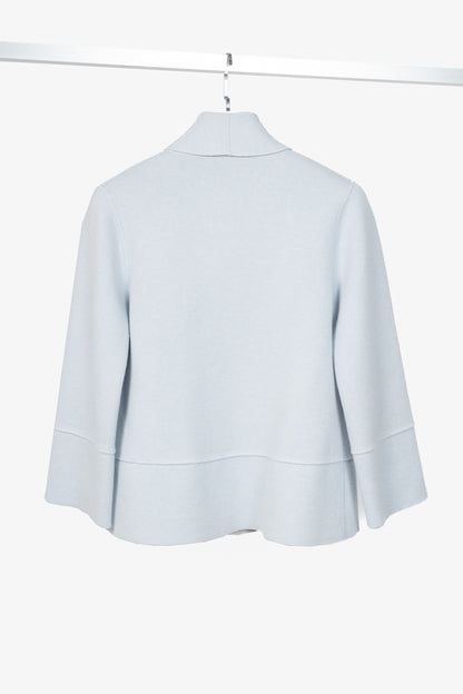 D. Exterior Blue Cashmere-Blend Knit Cardigan Blazer