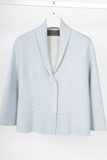 D. Exterior Blue Cashmere-Blend Knit Cardigan Blazer
