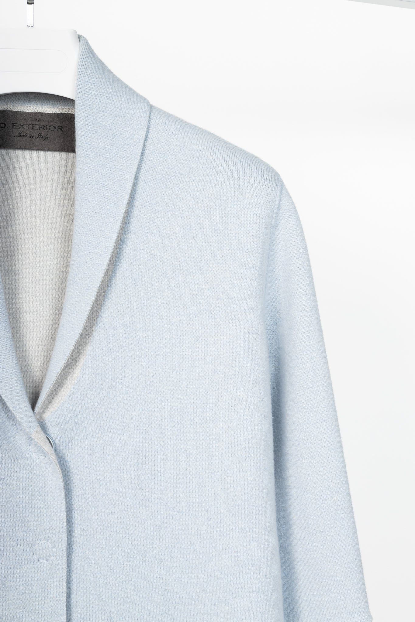 D. Exterior Blue Cashmere-Blend Knit Cardigan Blazer