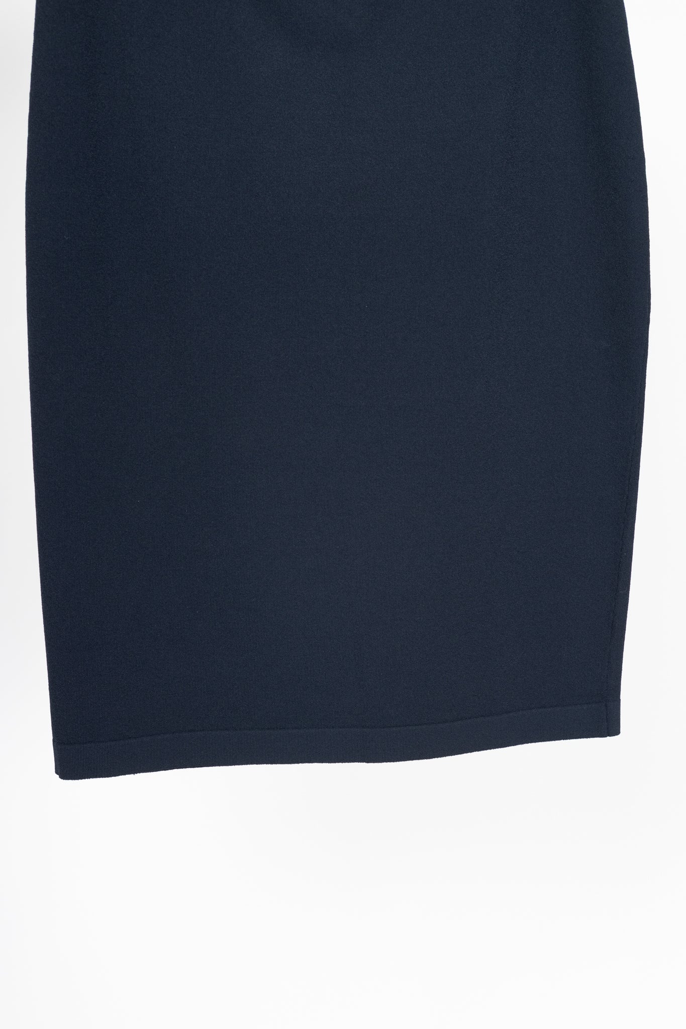 D. Exterior Navy Knit Pull-On Pencil Skirt