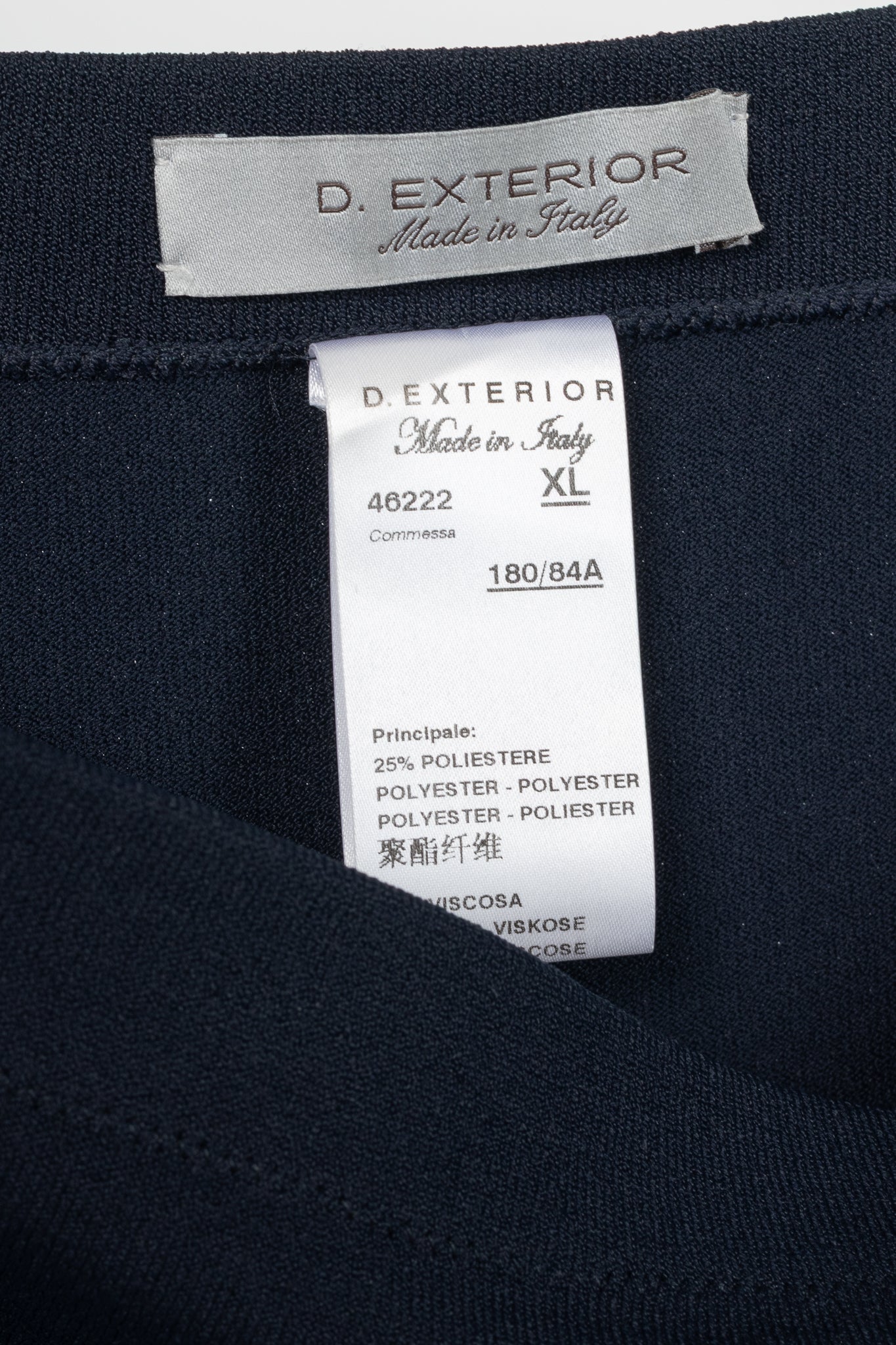 D. Exterior Navy Knit Pull-On Pencil Skirt