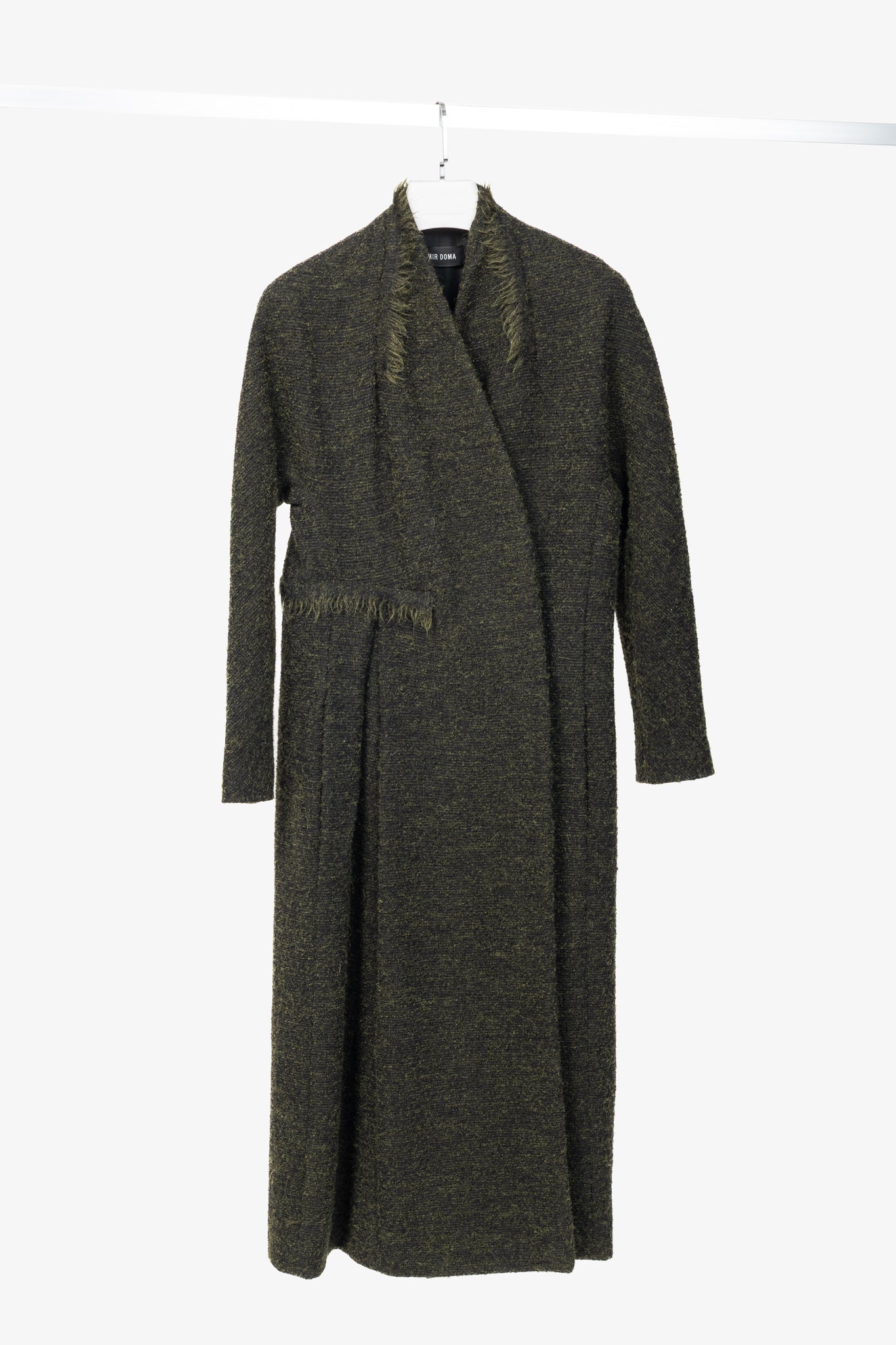 Damir Doma PF15 Green Wool-Blend Frayed-Trim Coat