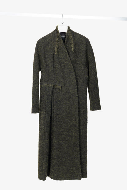 Damir Doma PF15 Green Wool-Blend Frayed-Trim Coat