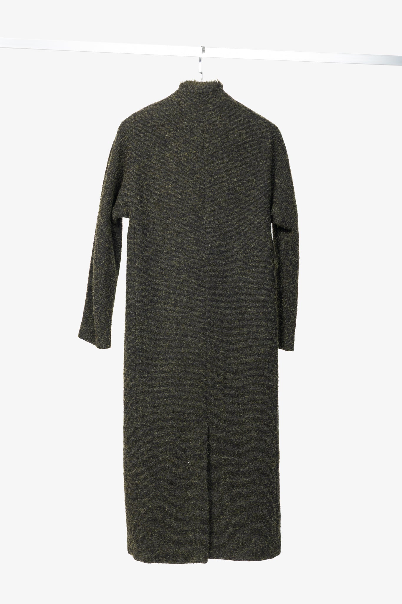 Damir Doma PF15 Green Wool-Blend Frayed-Trim Coat