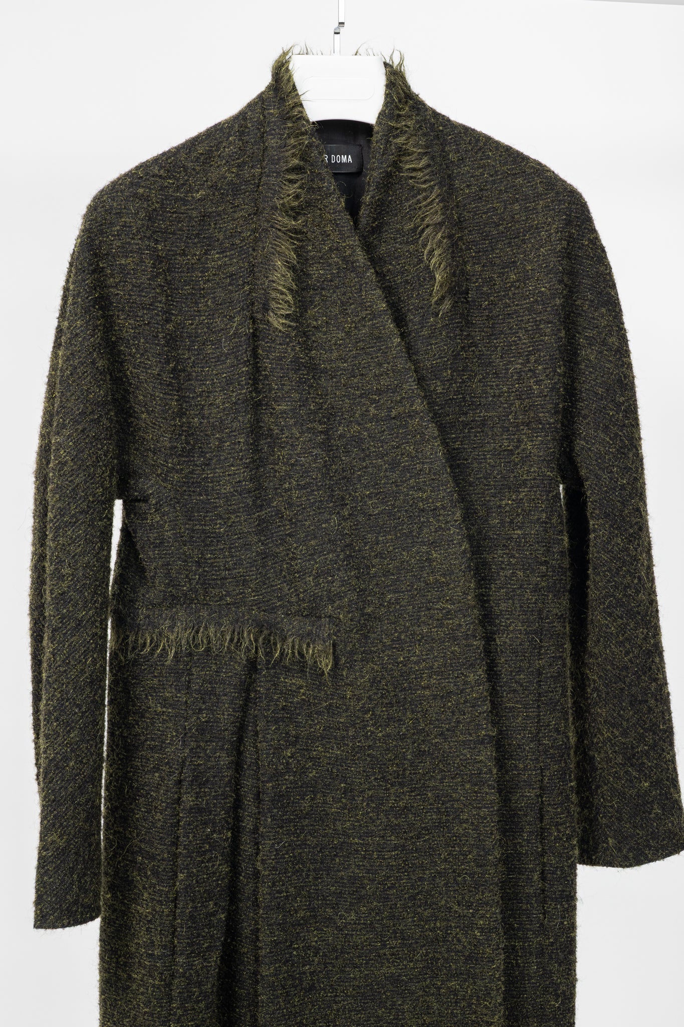 Damir Doma PF15 Green Wool-Blend Frayed-Trim Coat