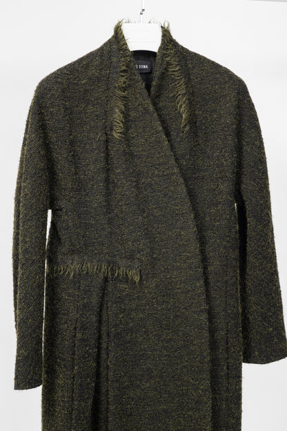 Damir Doma PF15 Green Wool-Blend Frayed-Trim Coat