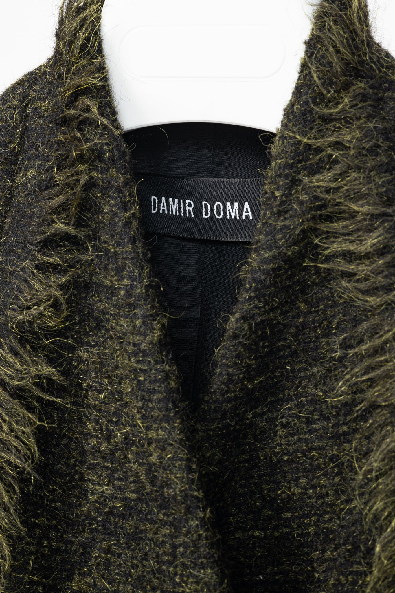 Damir Doma PF15 Green Wool-Blend Frayed-Trim Coat