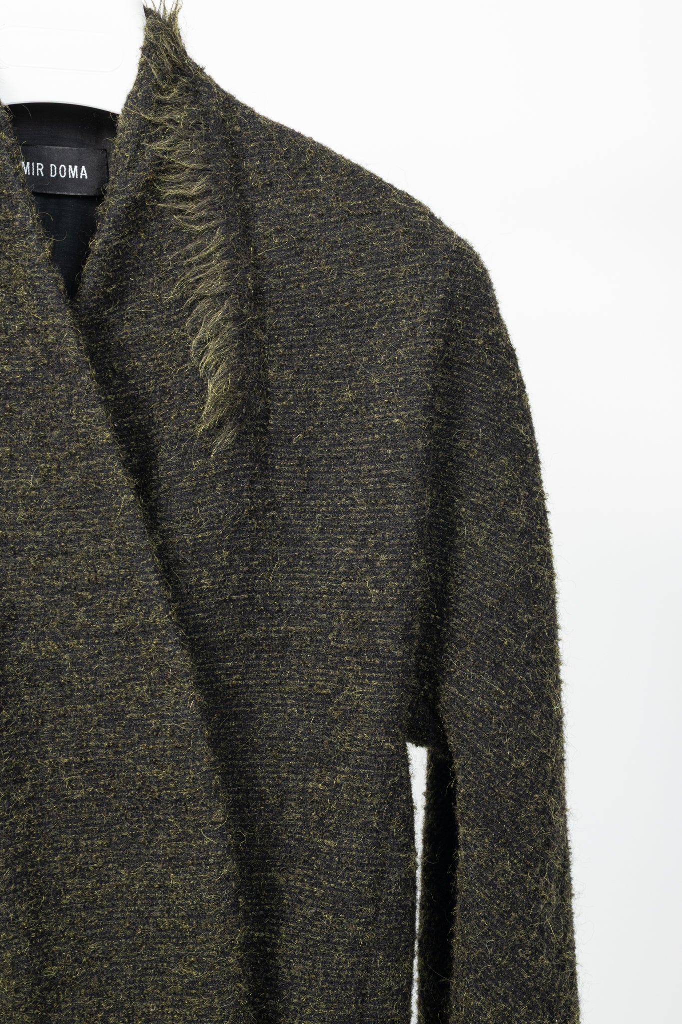 Damir Doma PF15 Green Wool-Blend Frayed-Trim Coat