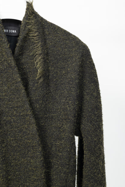 Damir Doma PF15 Green Wool-Blend Frayed-Trim Coat
