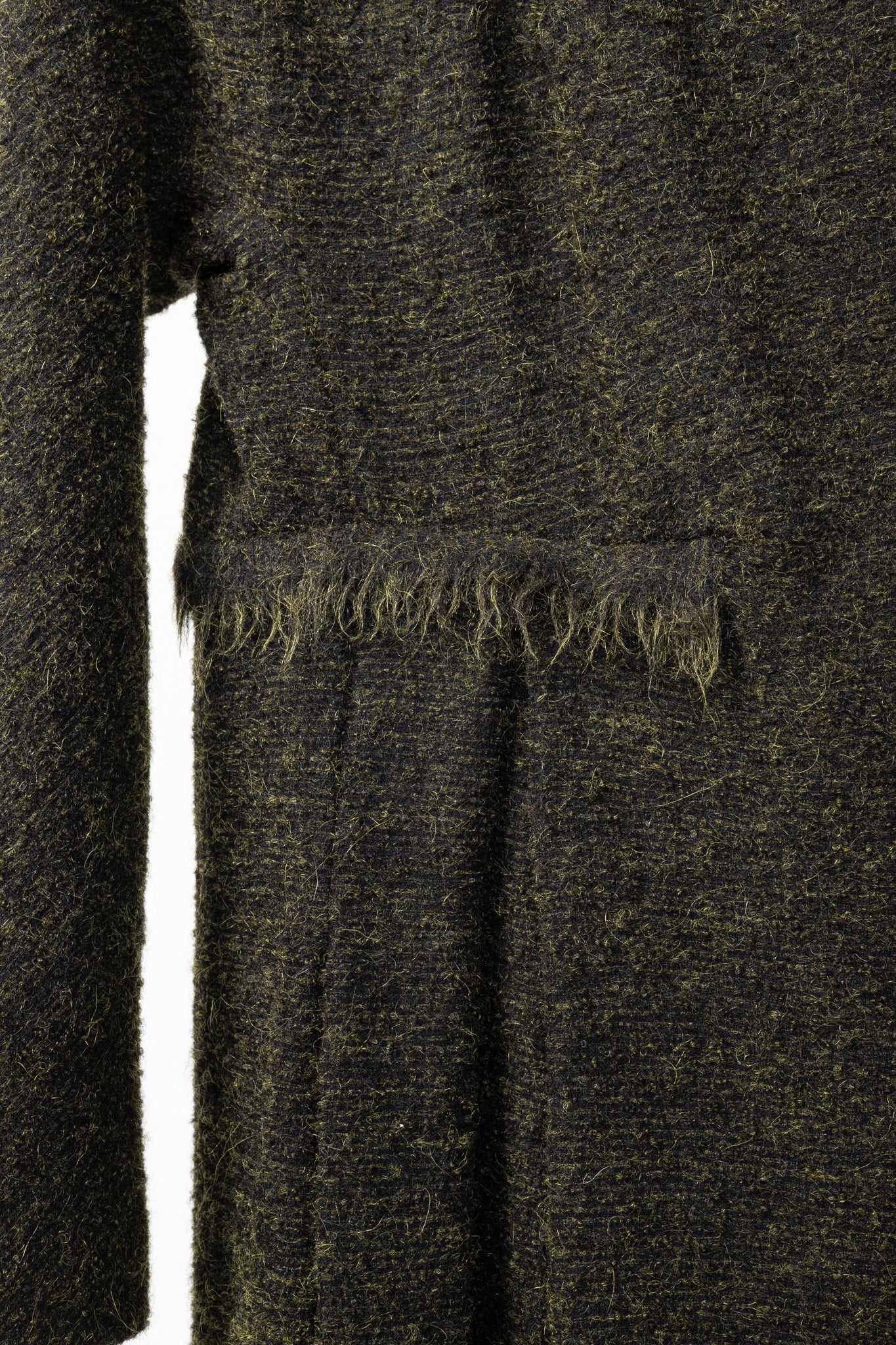 Damir Doma PF15 Green Wool-Blend Frayed-Trim Coat