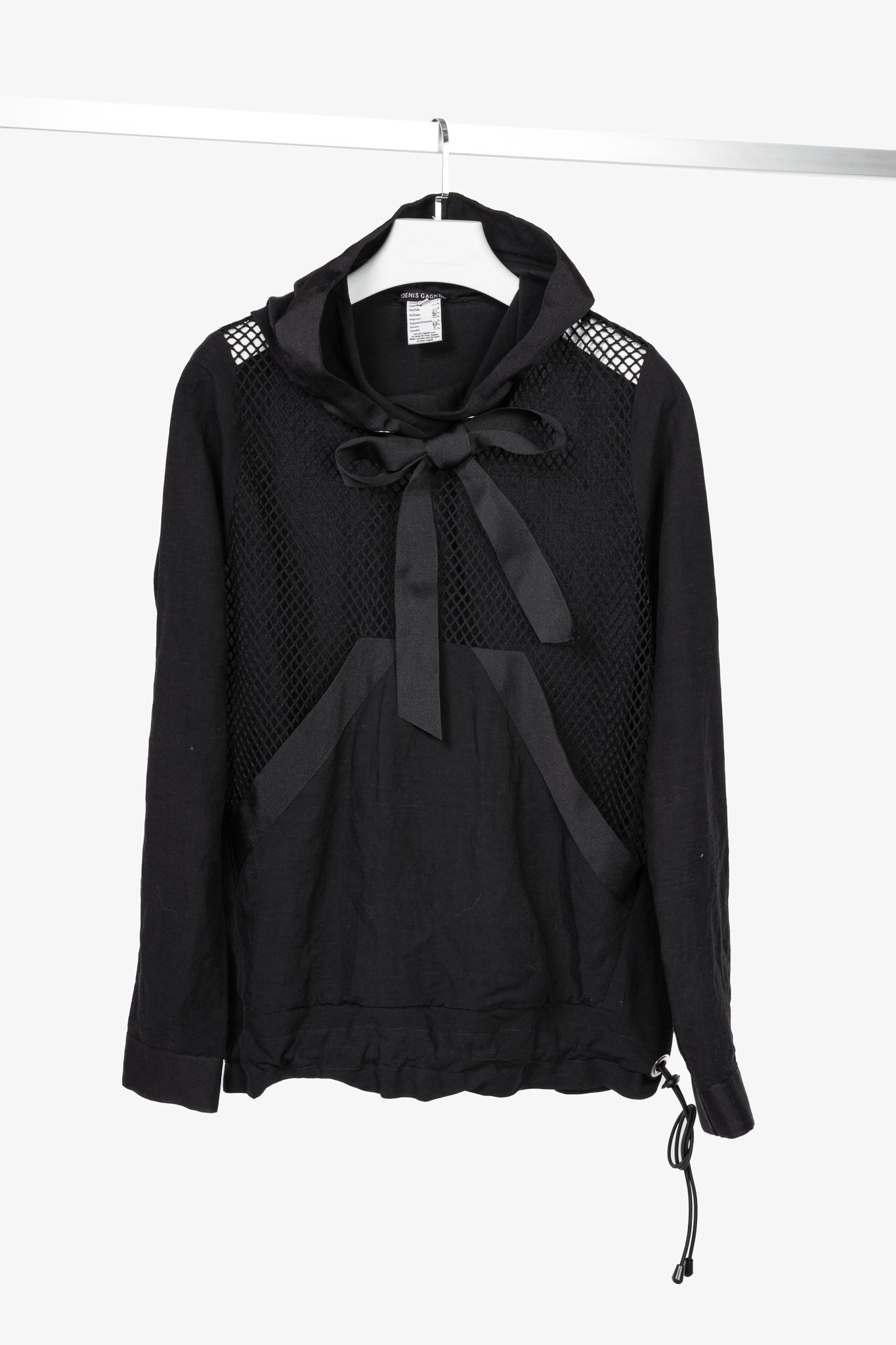 Denis Gagnon Black Linen Mesh-Front Hoodie