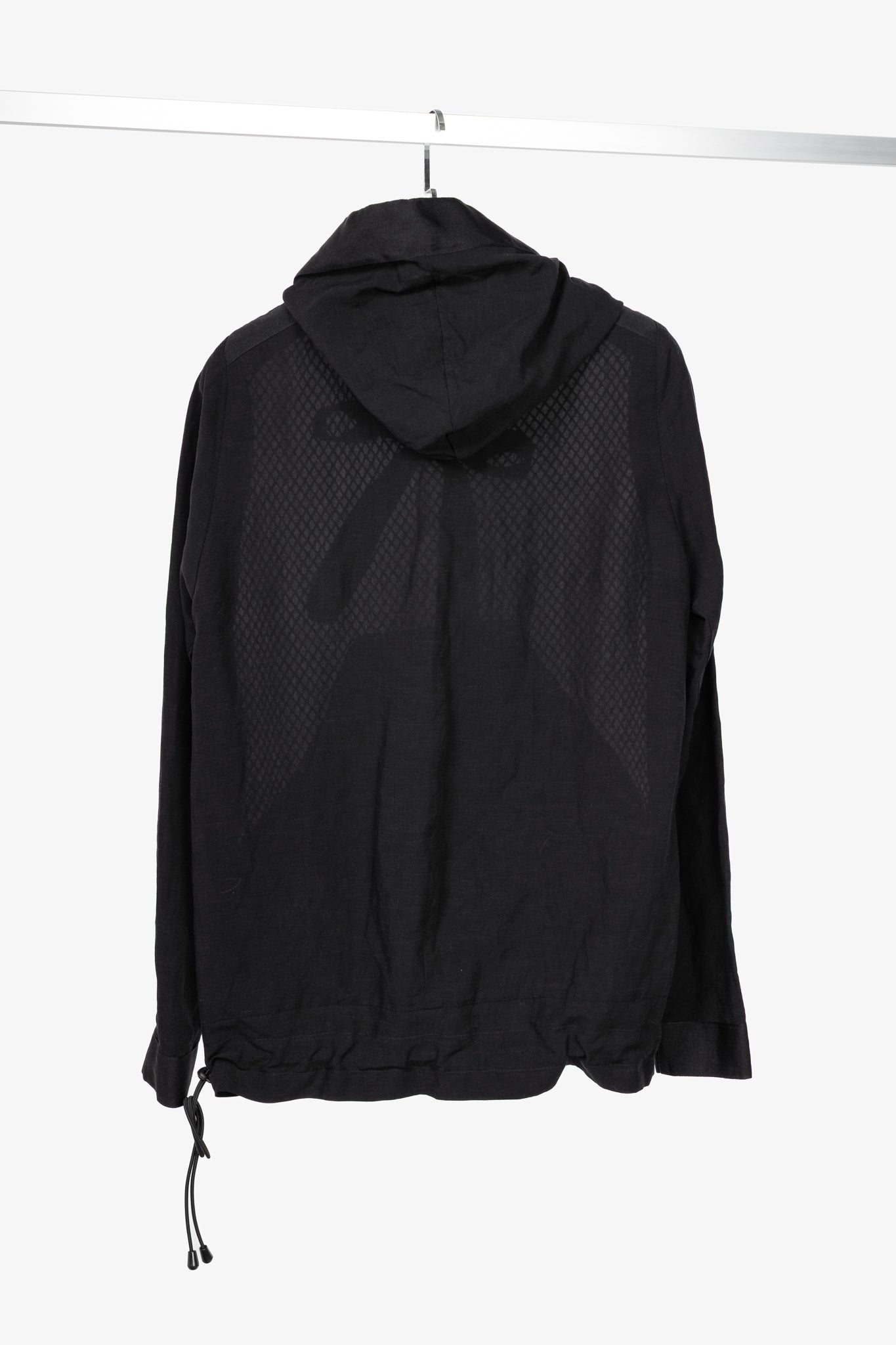 Denis Gagnon Black Linen Mesh-Front Hoodie