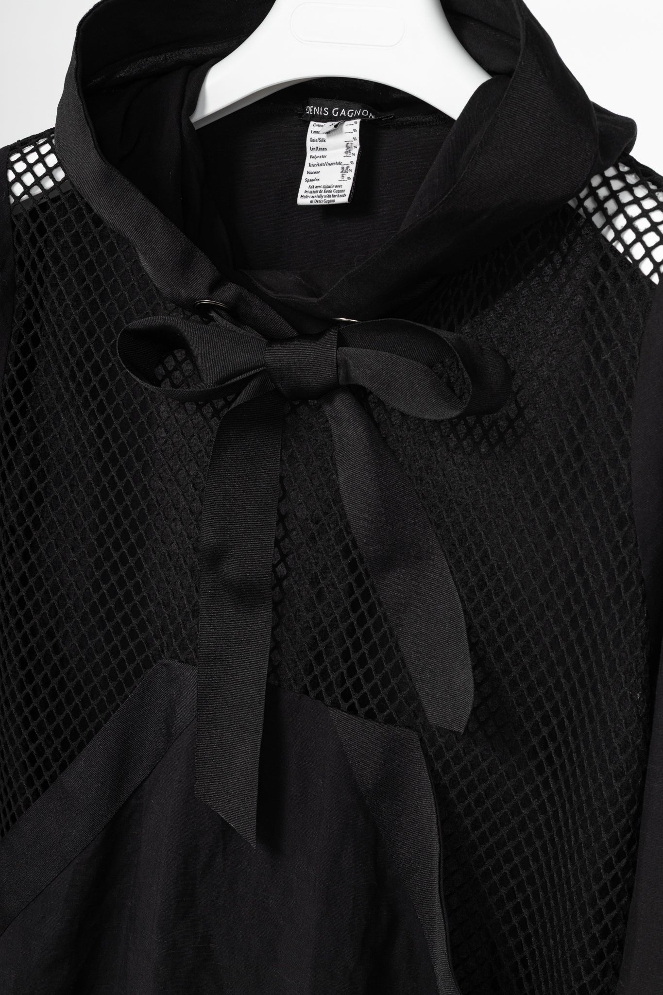 Denis Gagnon Black Linen Mesh-Front Hoodie