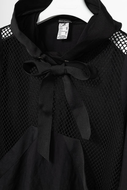 Denis Gagnon Black Linen Mesh-Front Hoodie