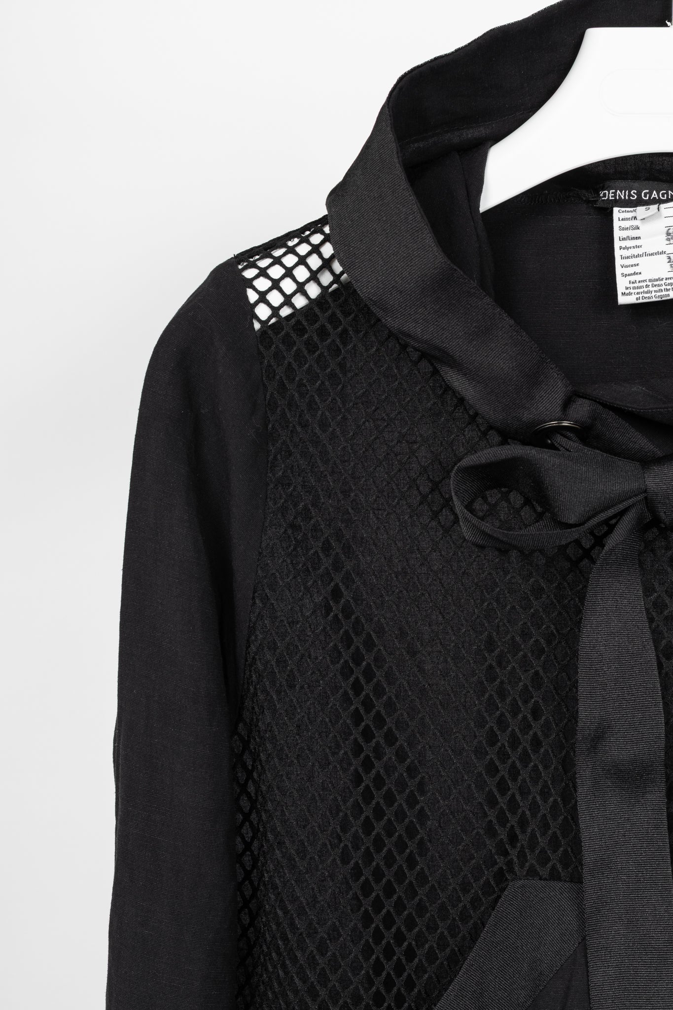 Denis Gagnon Black Linen Mesh-Front Hoodie