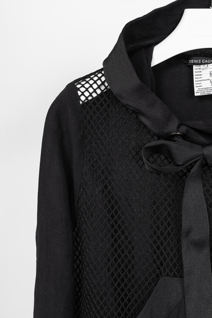 Denis Gagnon Black Linen Mesh-Front Hoodie