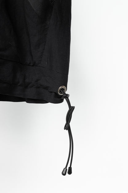 Denis Gagnon Black Linen Mesh-Front Hoodie