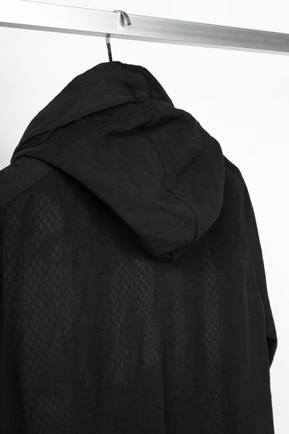 Denis Gagnon Black Linen Mesh-Front Hoodie