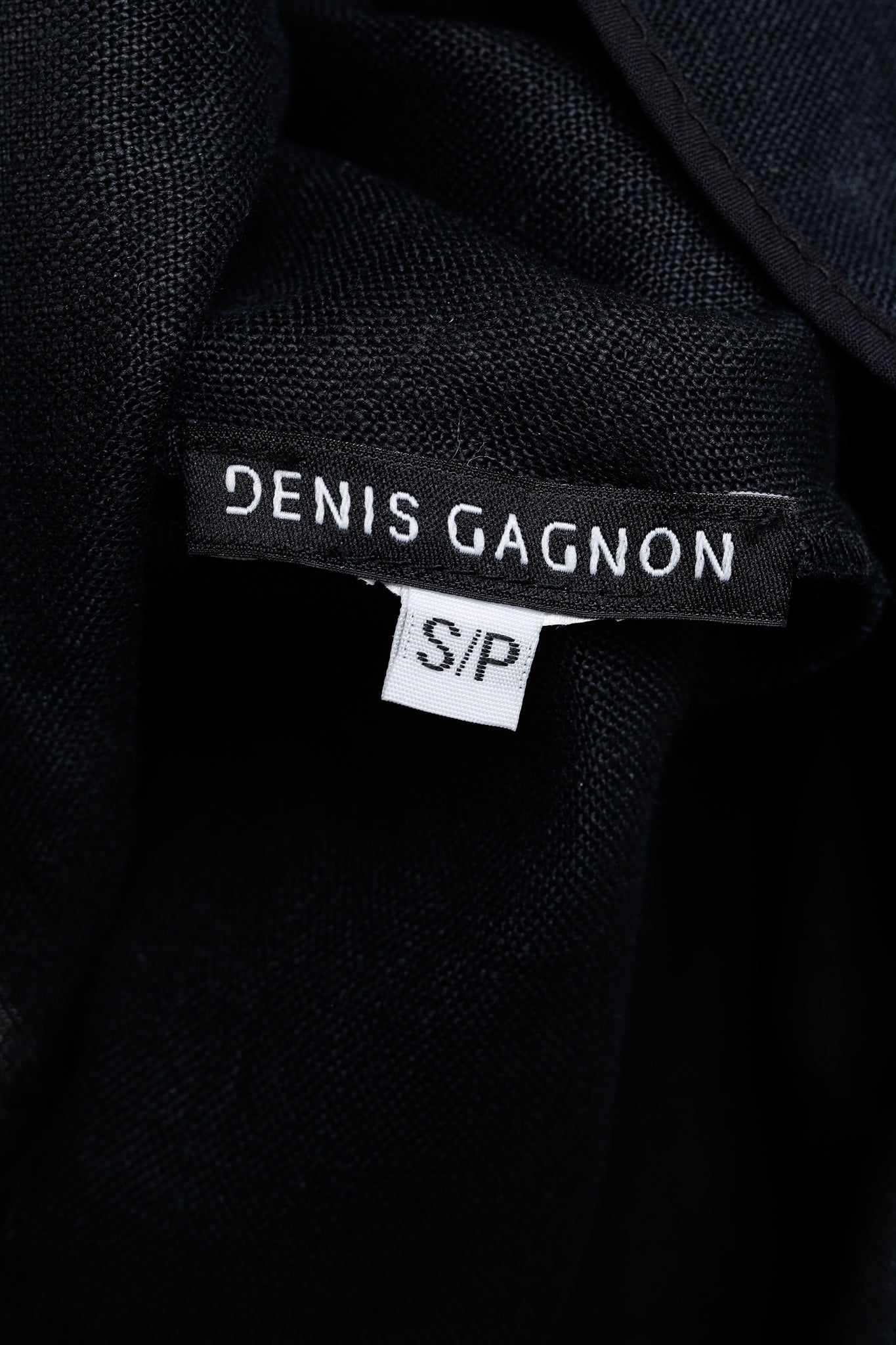 Denis Gagnon Ruffle Back Sleeveless Black Linen Dress