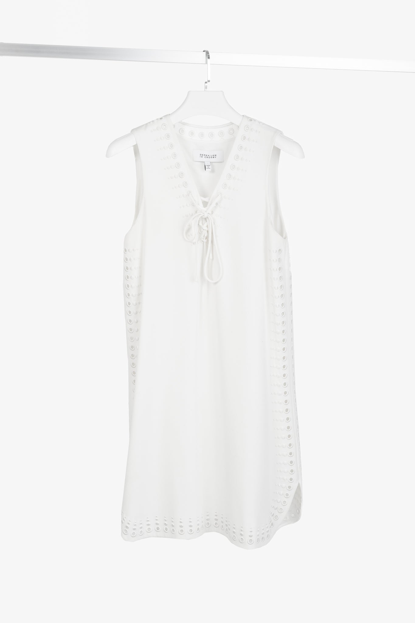 Derek Lam 10 Crosby White Crepe Grommet Laces Mini Dress