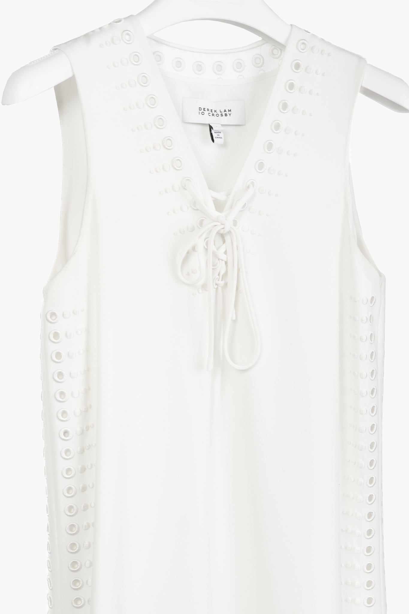 Derek Lam 10 Crosby White Crepe Grommet Laces Mini Dress
