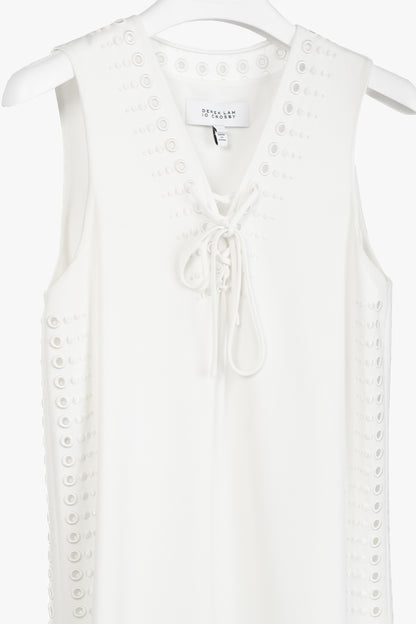 Derek Lam 10 Crosby White Crepe Grommet Laces Mini Dress