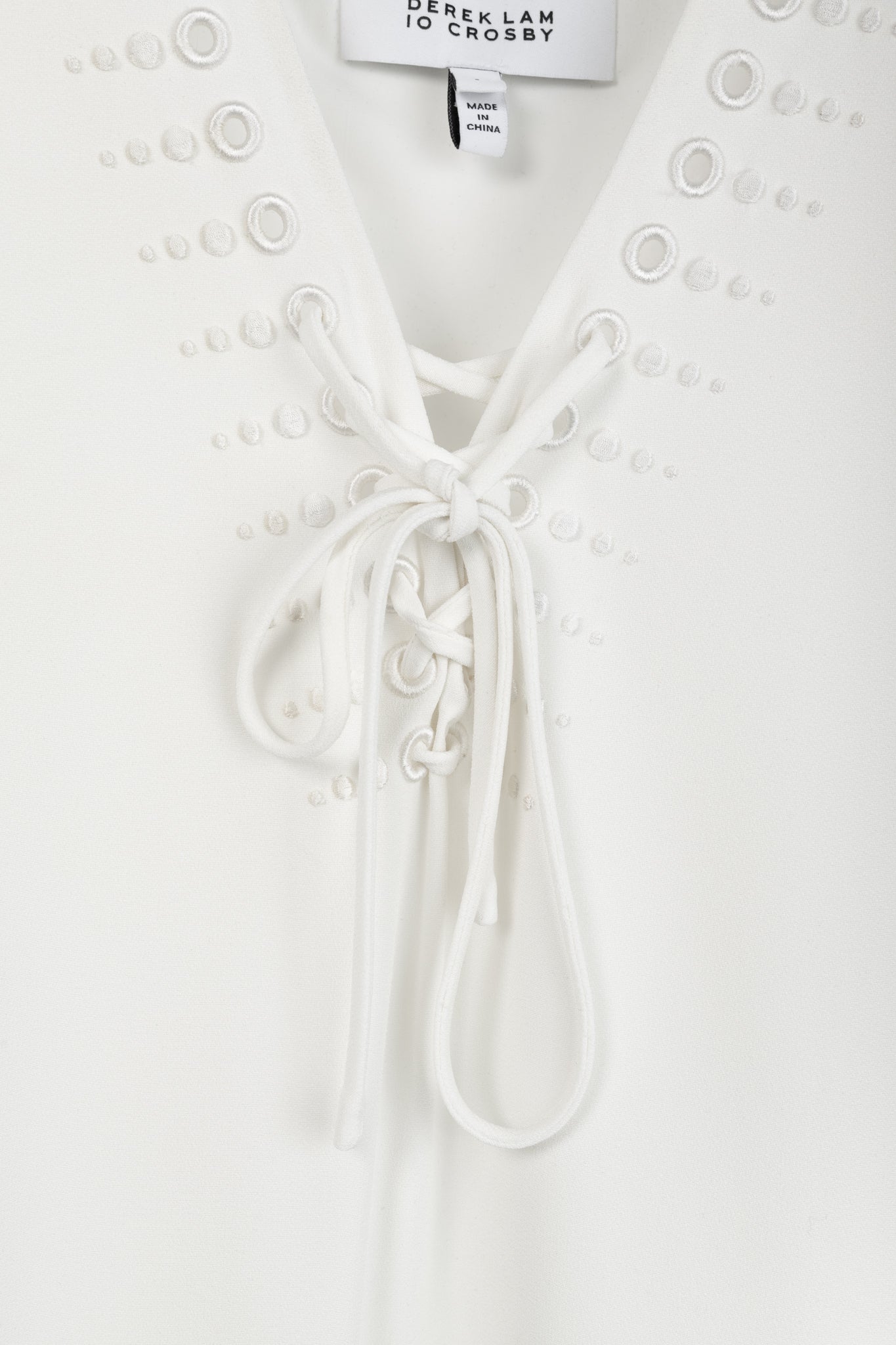 Derek Lam 10 Crosby White Crepe Grommet Laces Mini Dress