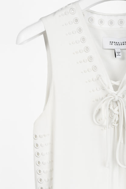 Derek Lam 10 Crosby White Crepe Grommet Laces Mini Dress
