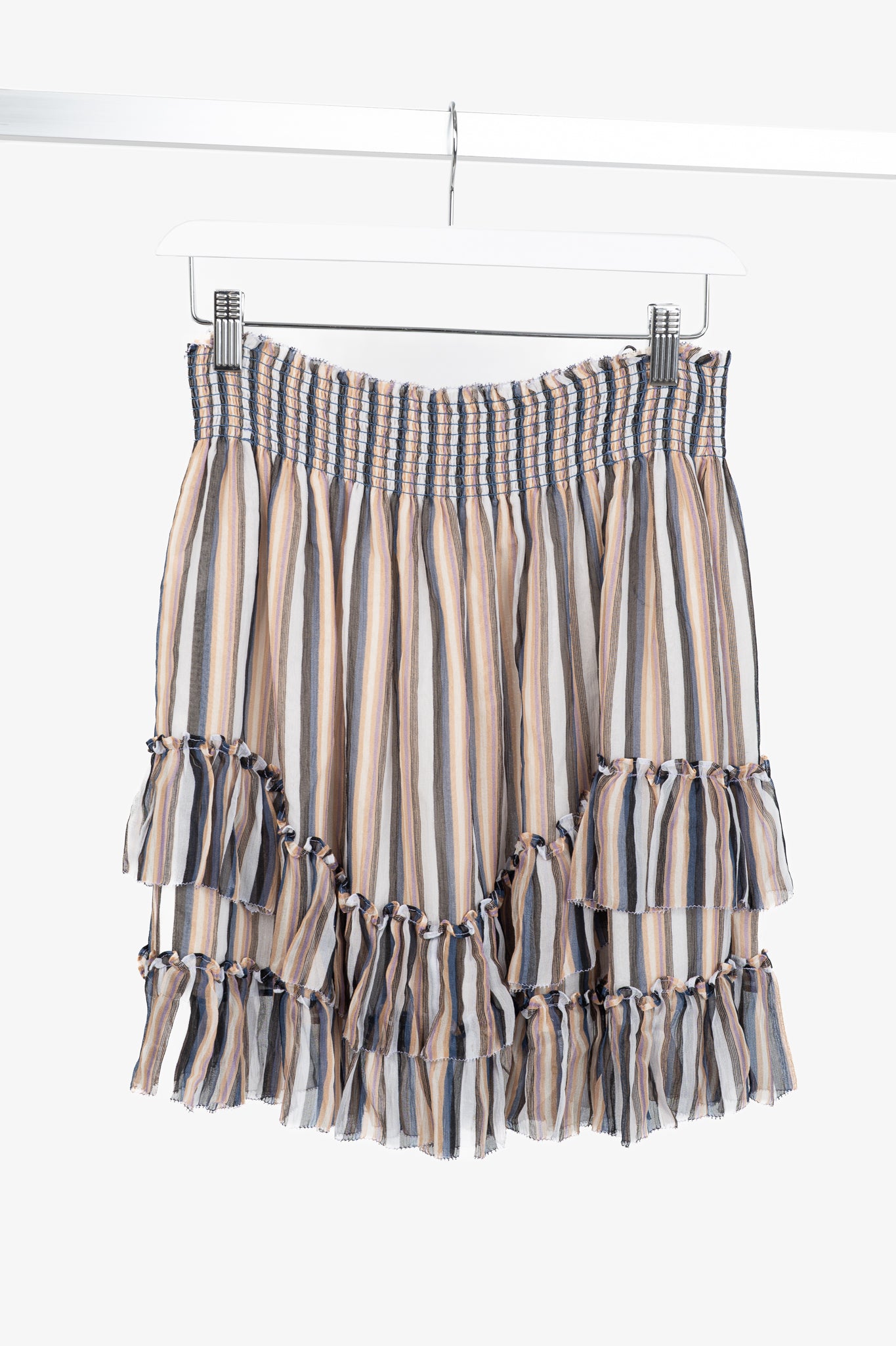 Derek Lam 10 Crosby Orange Striped Silk Ruffle Mini Skirt