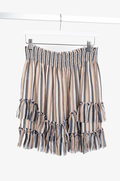 Derek Lam 10 Crosby Orange Striped Silk Ruffle Mini Skirt