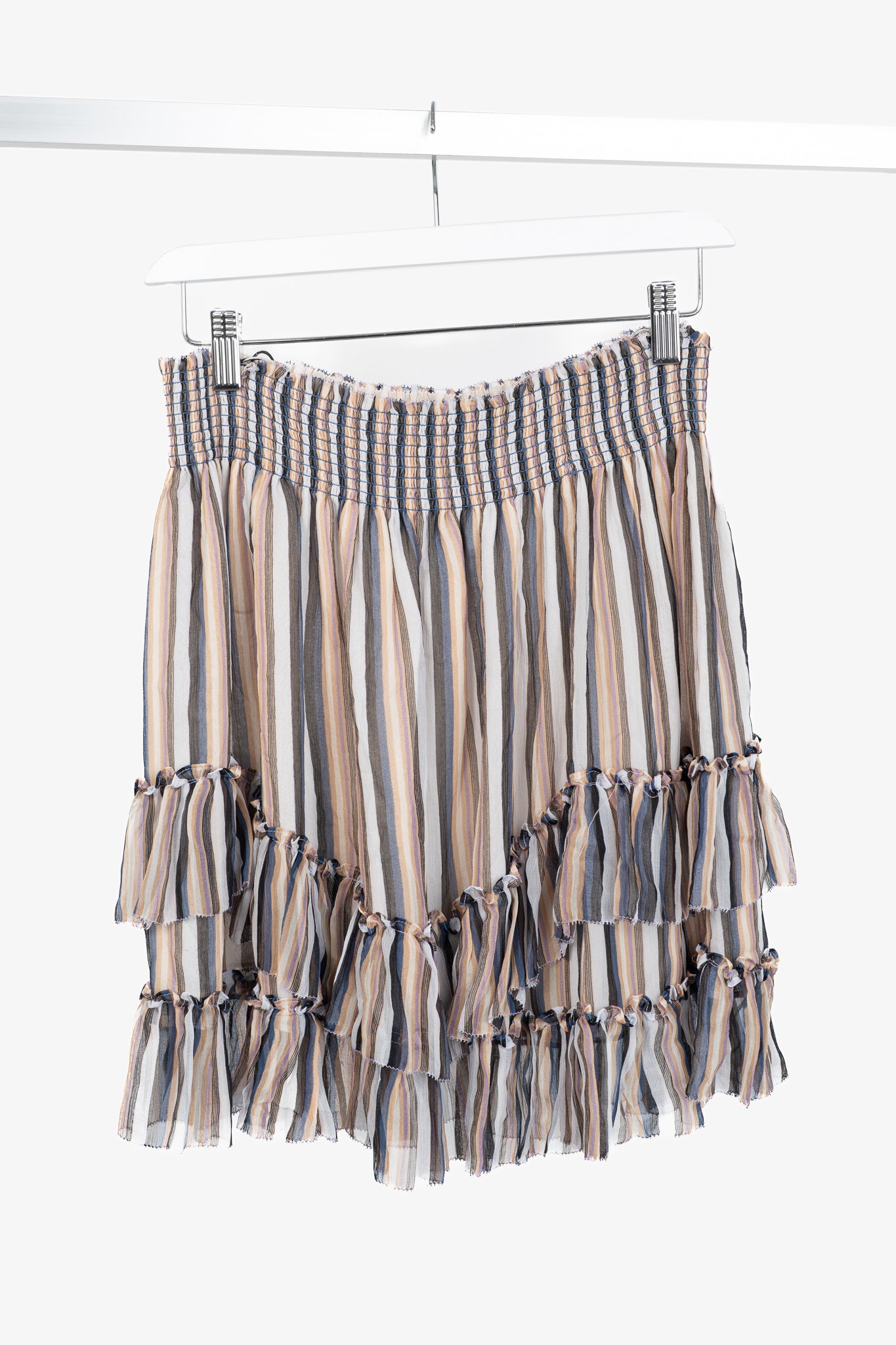 Derek Lam 10 Crosby Orange Striped Silk Ruffle Mini Skirt