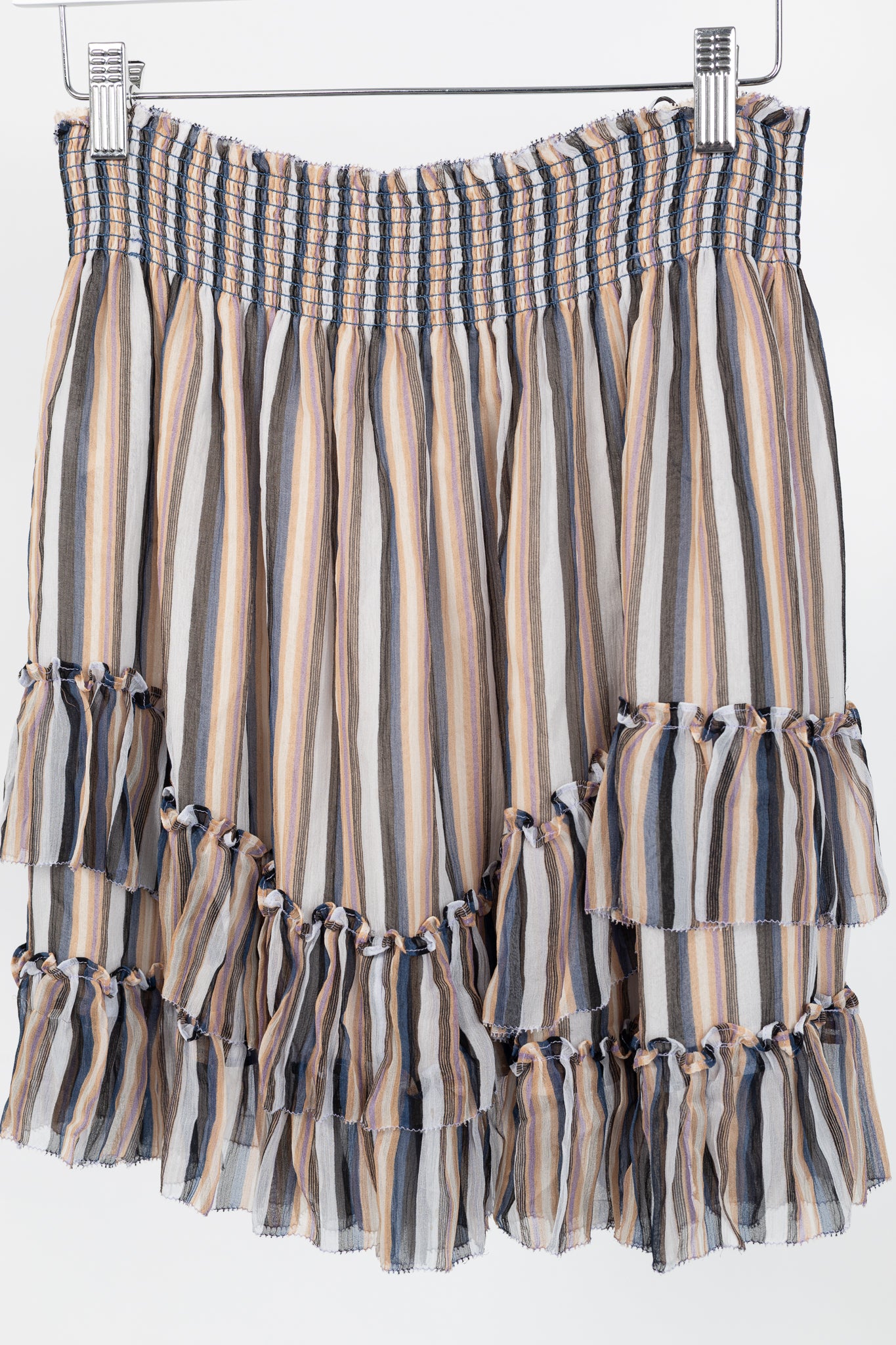 Derek Lam 10 Crosby Orange Striped Silk Ruffle Mini Skirt