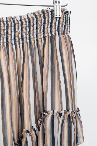 Derek Lam 10 Crosby Orange Striped Silk Ruffle Mini Skirt