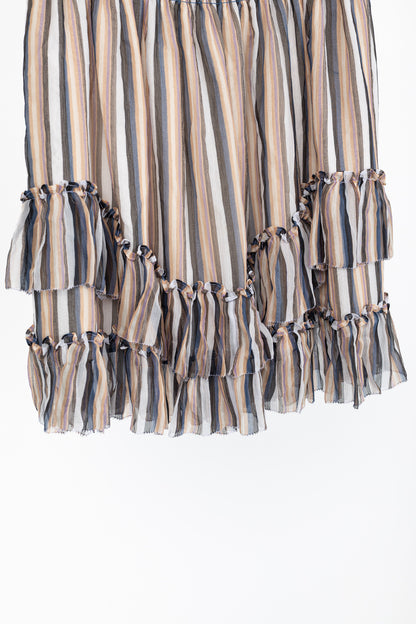 Derek Lam 10 Crosby Orange Striped Silk Ruffle Mini Skirt