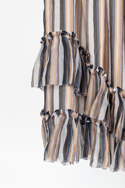 Derek Lam 10 Crosby Orange Striped Silk Ruffle Mini Skirt