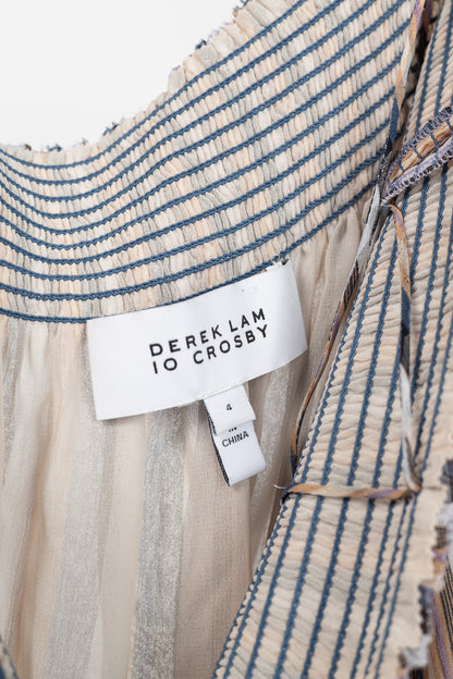 Derek Lam 10 Crosby Orange Striped Silk Ruffle Mini Skirt