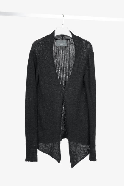 10sei0otto Black Knit Leather-Trim Cardigan