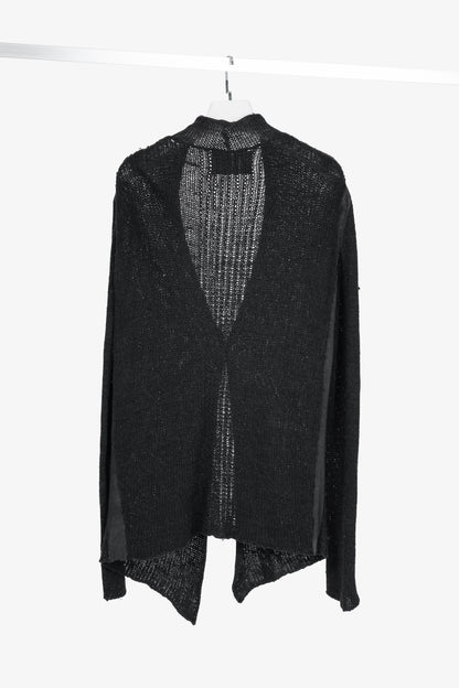 10sei0otto Black Knit Leather-Trim Cardigan