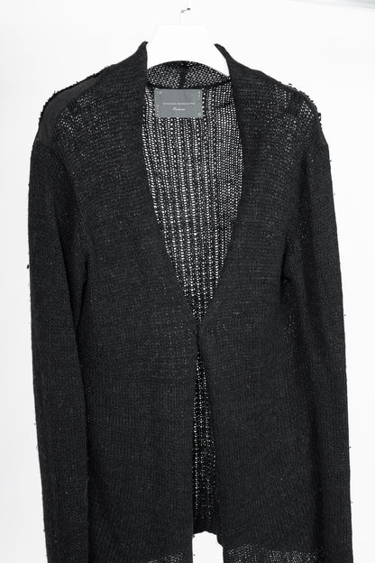 10sei0otto Black Knit Leather-Trim Cardigan