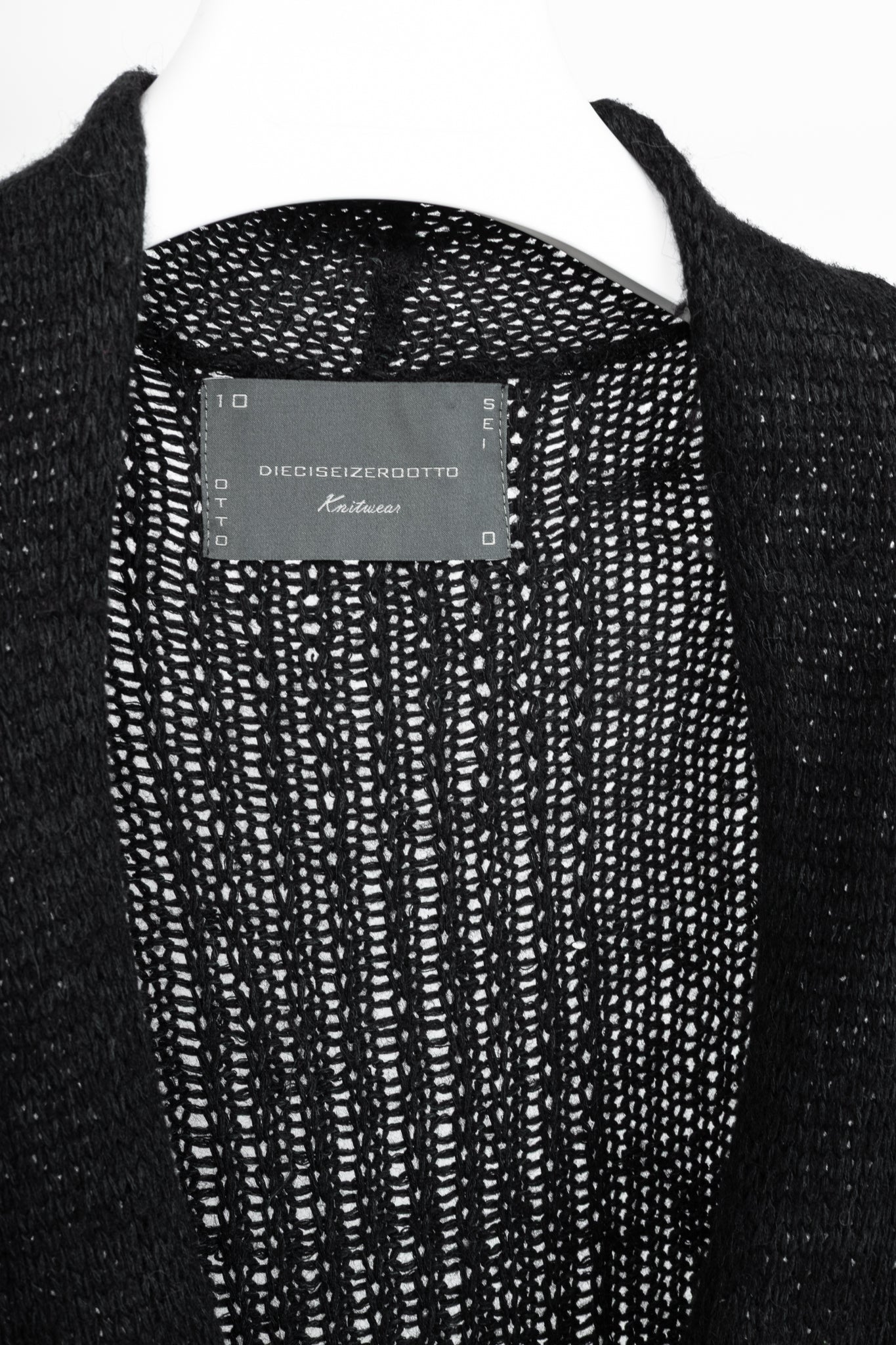 10sei0otto Black Knit Leather-Trim Cardigan