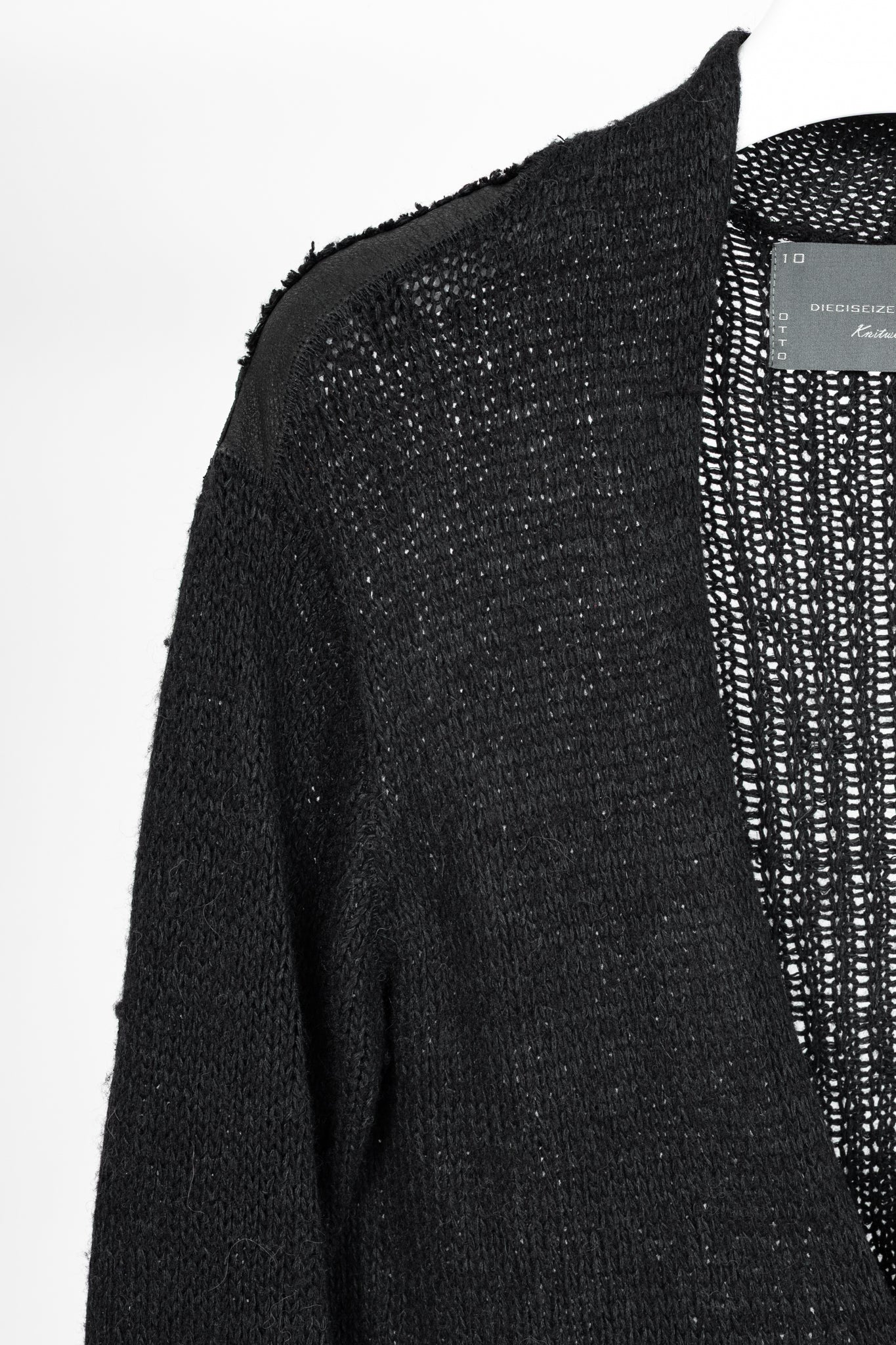 10sei0otto Black Knit Leather-Trim Cardigan