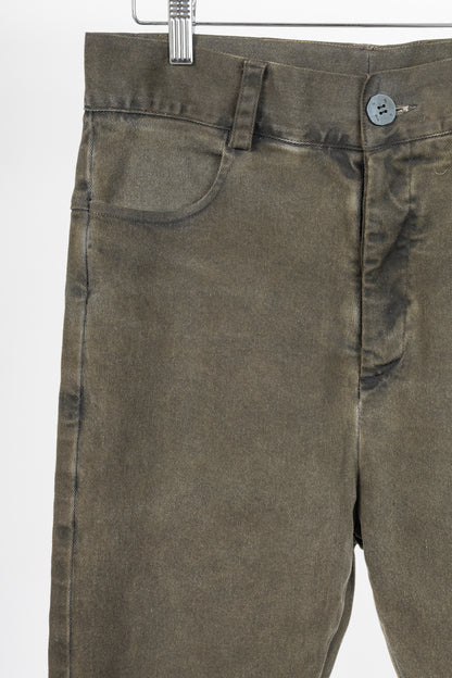 10sei0otto Green Cotton Staggered-Hem Slim Jeans