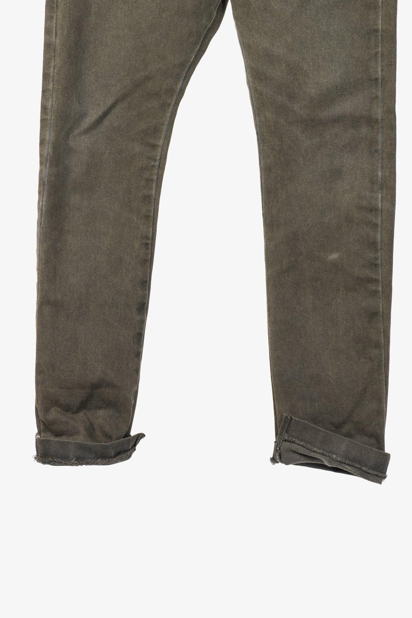 10sei0otto Green Cotton Staggered-Hem Slim Jeans
