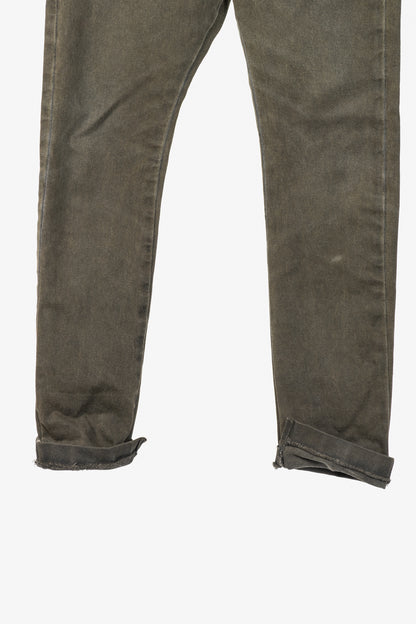 10sei0otto Green Cotton Staggered-Hem Slim Jeans