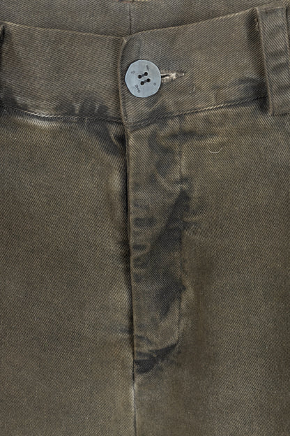 10sei0otto Green Cotton Staggered-Hem Slim Jeans