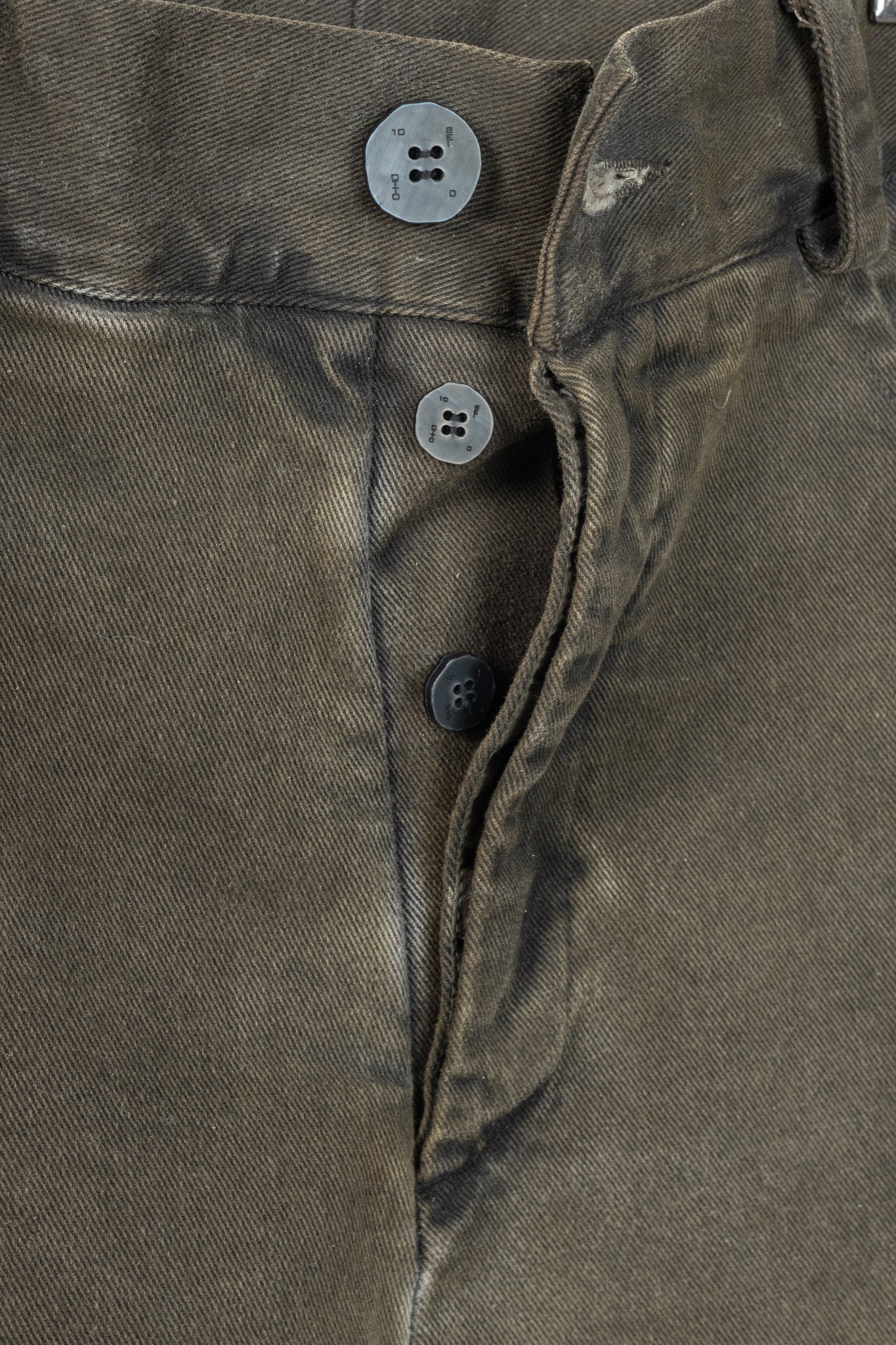 10sei0otto Green Cotton Staggered-Hem Slim Jeans